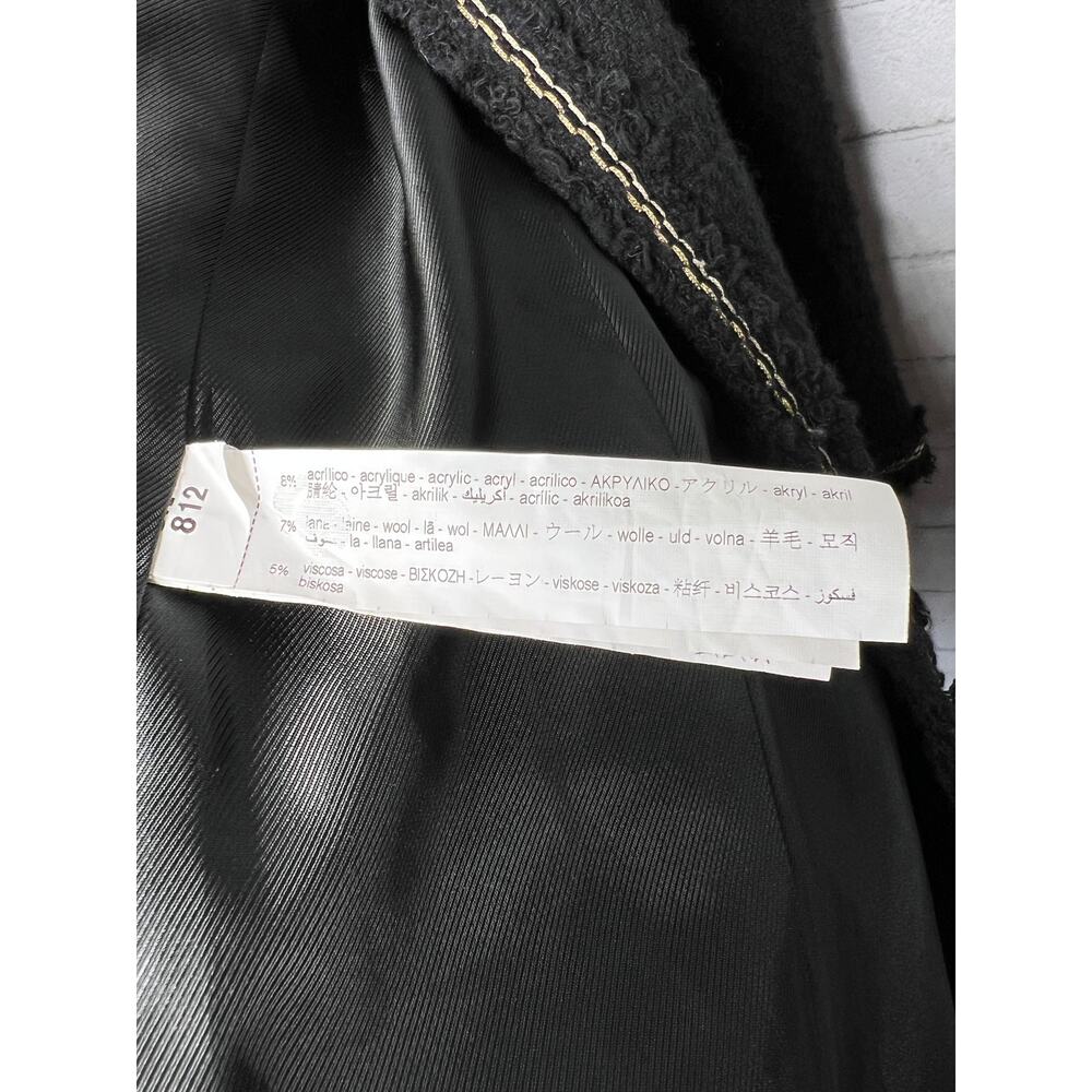 Zara S Tweed $149 Boucle Evening Coat Lady Textured Jacket Long Black Gold NEW! - Picture 10 of 11